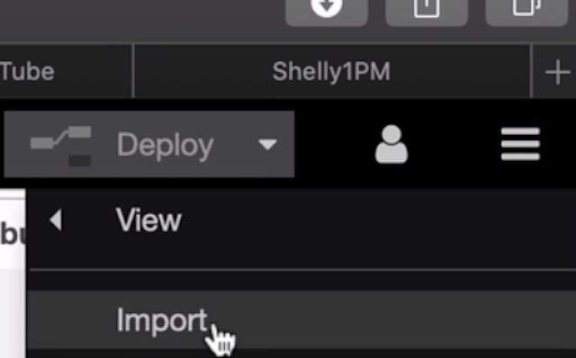 Import button from the Node-RED menu