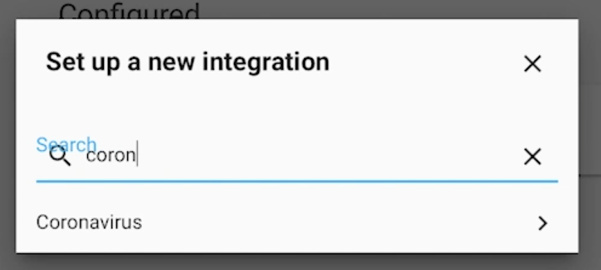 Adding the Home Assistant Coronavirus integration