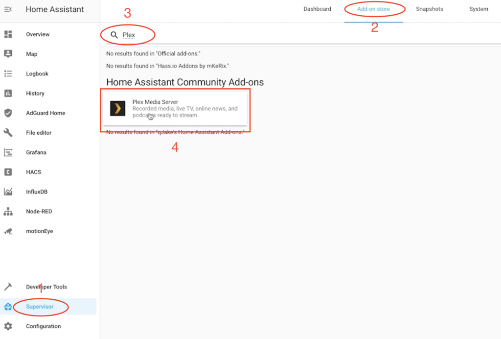 Installing Plex Media Server from Home Assistant Add-on Store