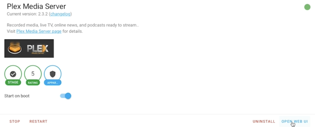 Opening the Plex Media Server Web UI