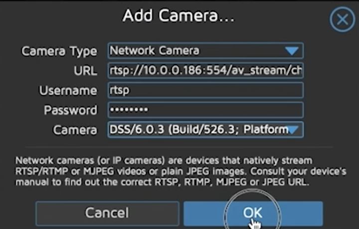 Adding a Network RTSP Camera in MotionEye