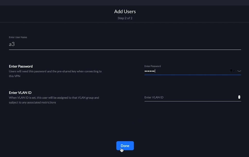 Entering a User and Password for your VPN