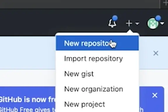 Creating a new GitHub repository.