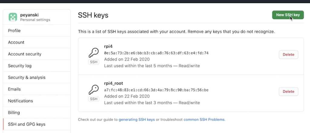Adding new SSH key in GitHub.com 