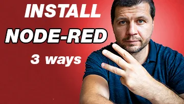 Me showing 3 fingers and a Install Node-RED 3 ways label