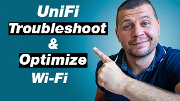 Kiril pointing at UniFi troubleshoot & optimize Wi-Fi label