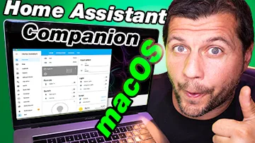 Me with macbook showing Home Assistant companion for macOS