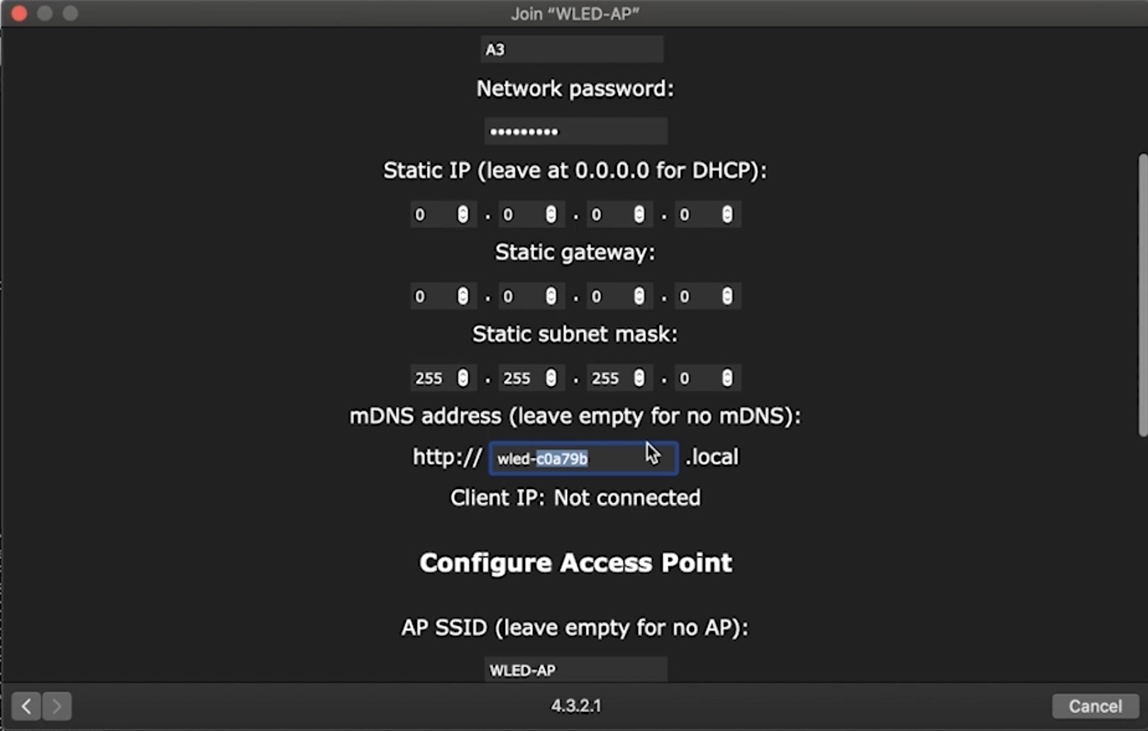 Setting a mDNS address in WLED for the NodeMCU