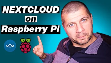 Me pointing at the Nextcloud on Raspberry Pi label