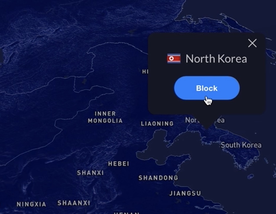 Blocking Country to enable the GeoIP Filtering.