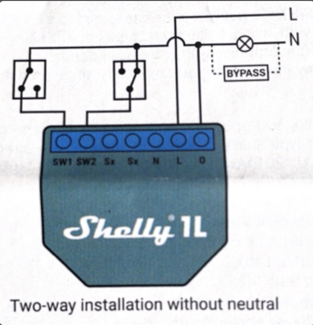 Two-way installation without neutral.