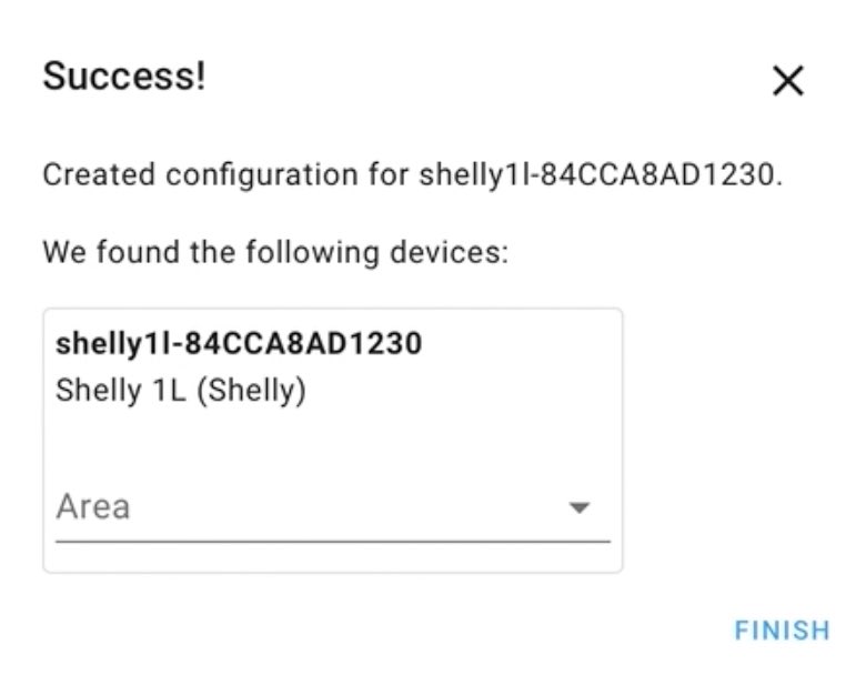 Shelly 1L Home Assistant integration success!