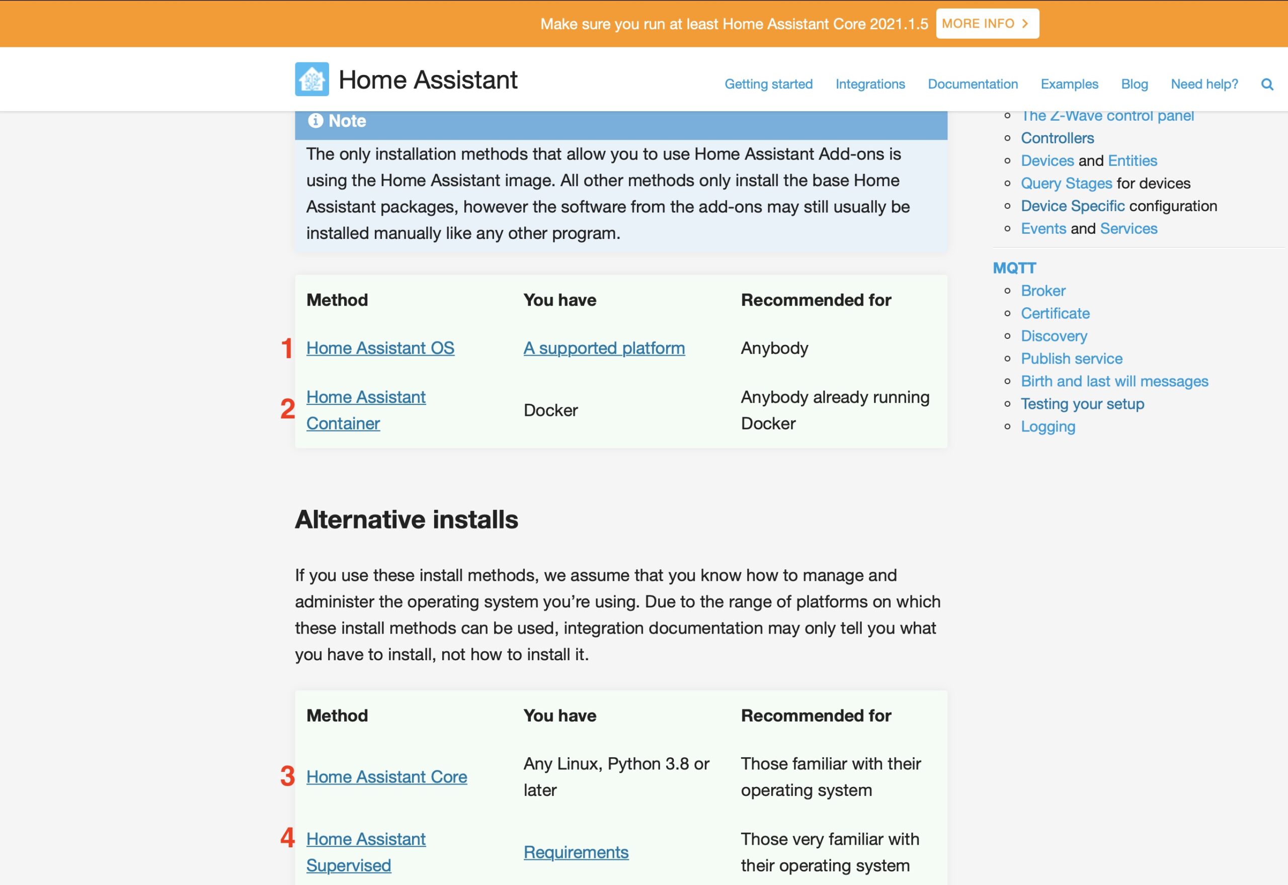 There are 4 official ways to Install Home Assistant 