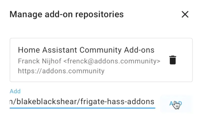 Home Assistant Frigate add-on