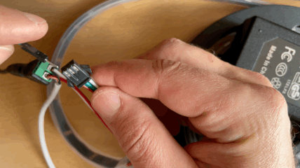 Connect the data (green cable) from the LED strip to the GPIO 18 on the Raspberry Pi