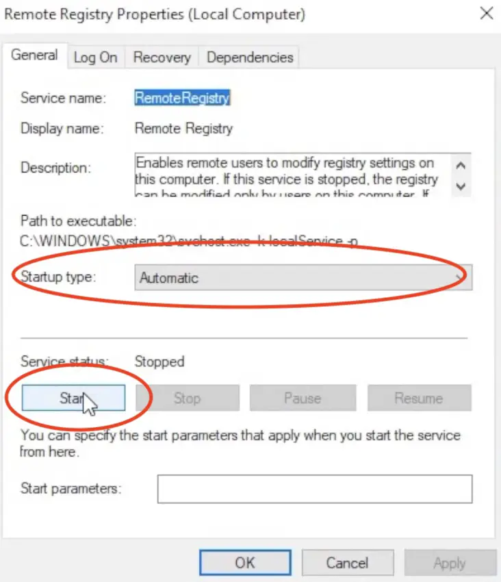Start Remote Registry Service in windows if Home Assistant RPC Shutdown is not working