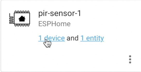 Click on 1 device button to add the DIY Motion Sensor to Home Assistant Lovelace