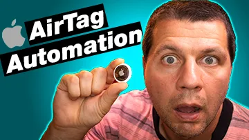 Kiril Peyanski holding an AirTag with AirTag automation label