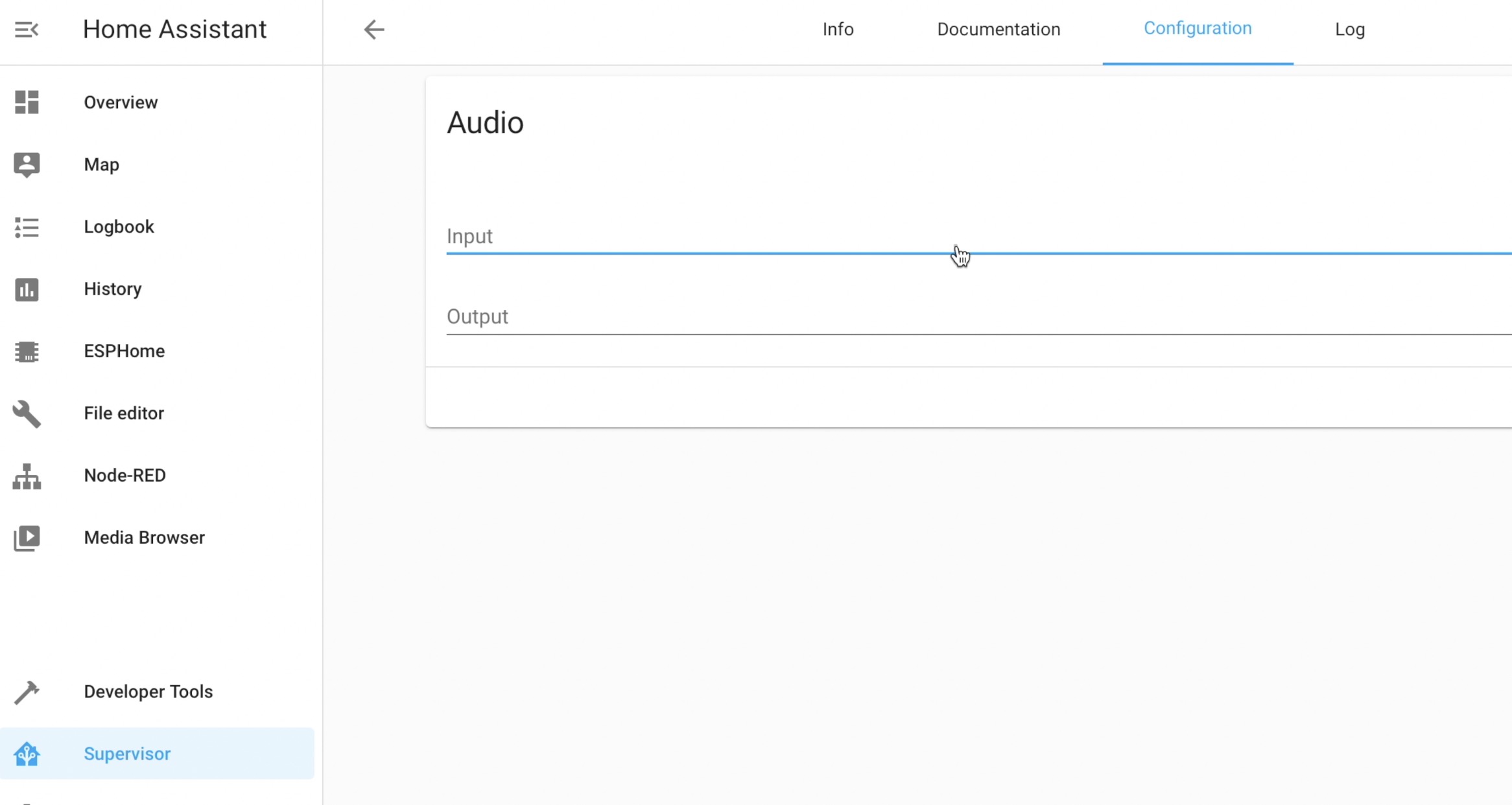 Almond Audio input and output configuration