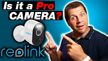 Kiril Peyanski pointing at Is it a Pro camera? label and Reolink Argus 3 Pro camera image