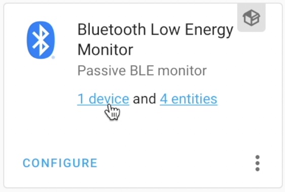 1 device and 4 entities under the Passive BLE monitor integration.