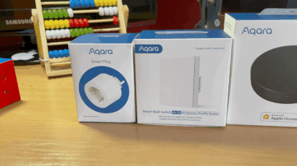 Aqara Line up - Aqara Smart Plug, Aqara Smart Switch (EU, no neutral), Aqara Aqara Hub M2, Aqara Cube