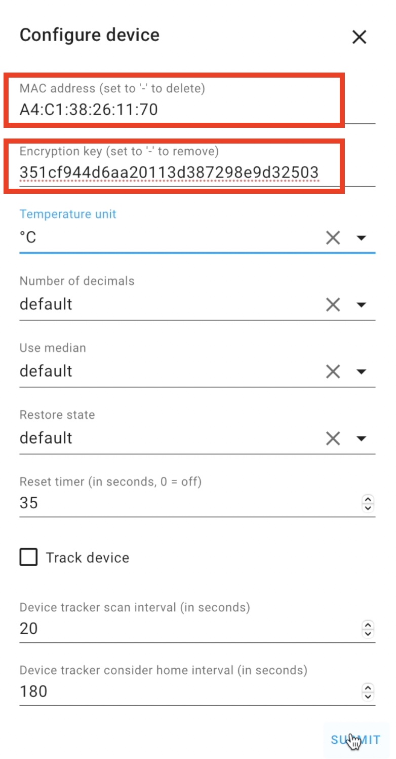 Configure Device in Passive BLE Monitor HA Integration