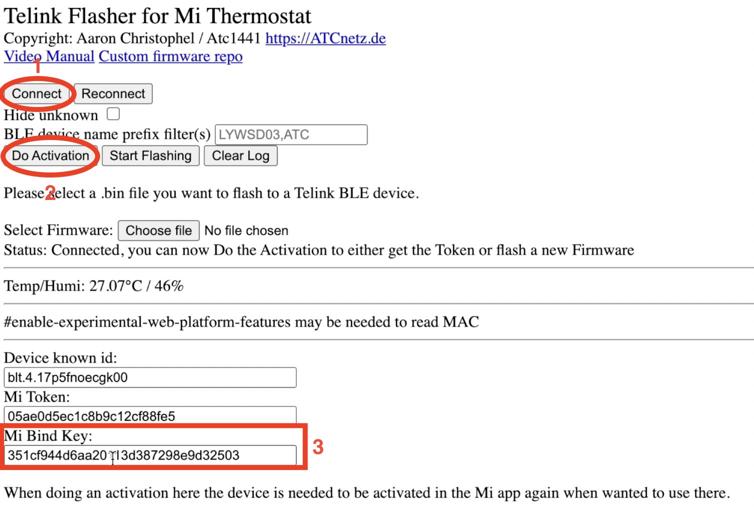 Use Telink Flasher Web tool to get the Xiaomi Bind key!