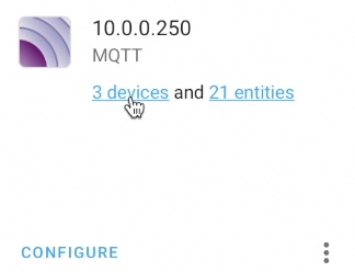 Click on the found devices link in the Home Assistant MQTT integration