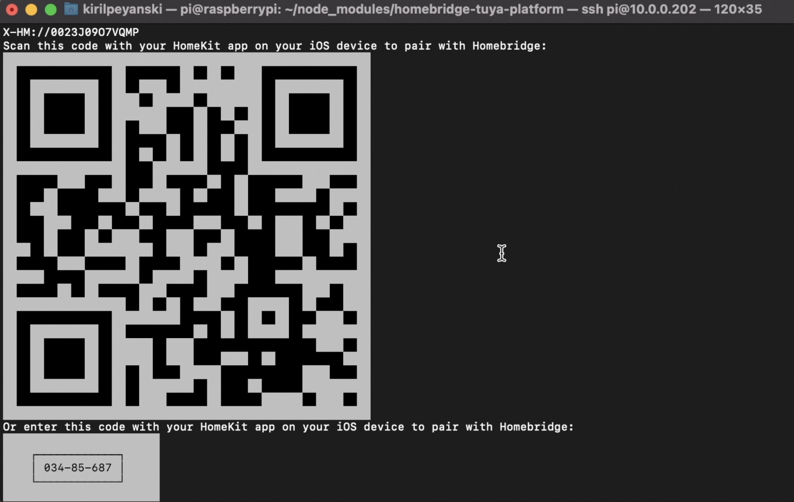 Generated QR code by Tuya Homebridge plugin