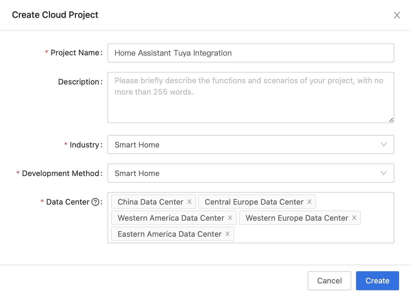 Home Assistant Tuya Integration - Create Cloud Project