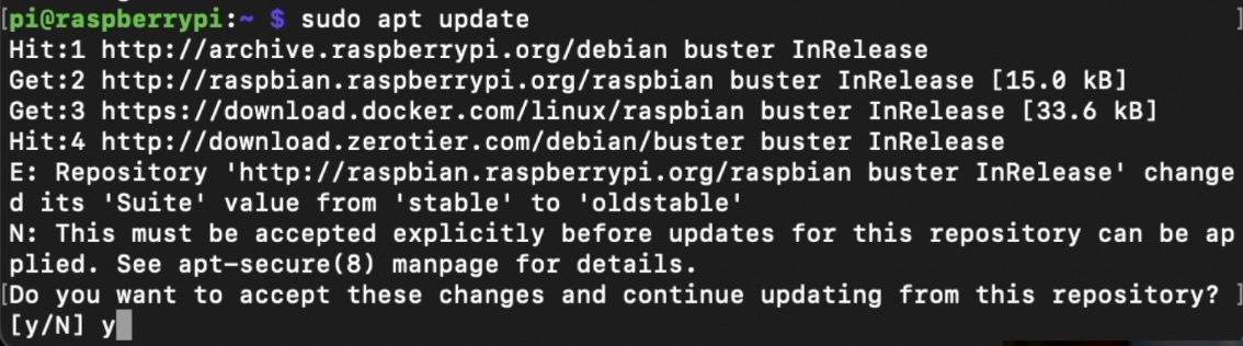 Stable to oldstable warning during Raspberry Pi package update