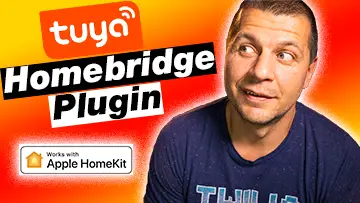 Kiril Peyanski looking at the Tuya Homebridge plugin label and works with Apple Homekit logo below