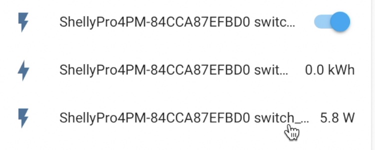 Control Shelly and check power consumption from Home Assistant
