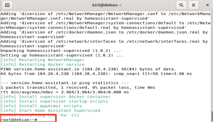 Home Assistant Supervised installed on Debian linux