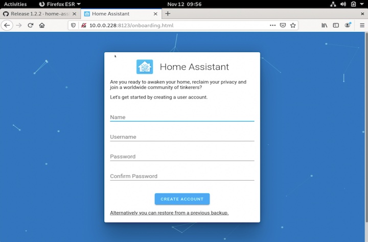 Successful Home Assistant Supervised installation on Docker will show you the onboarding wizard