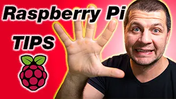 Kiril Peyanski showing 5 fingers with label raspberry pi tips and the raspberry pi logo