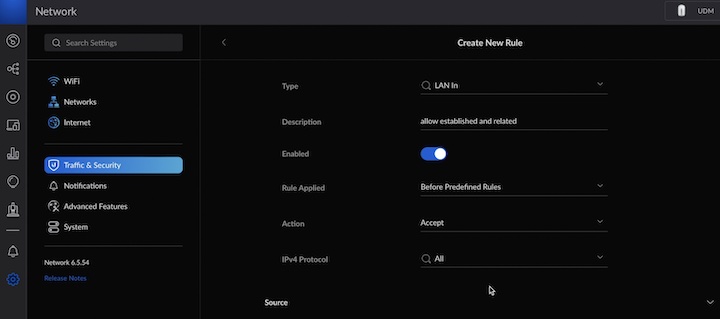 Creating a Firewall rule in UniFi