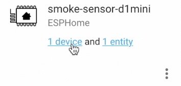 Configured smoke sensor in Home Assistant 
