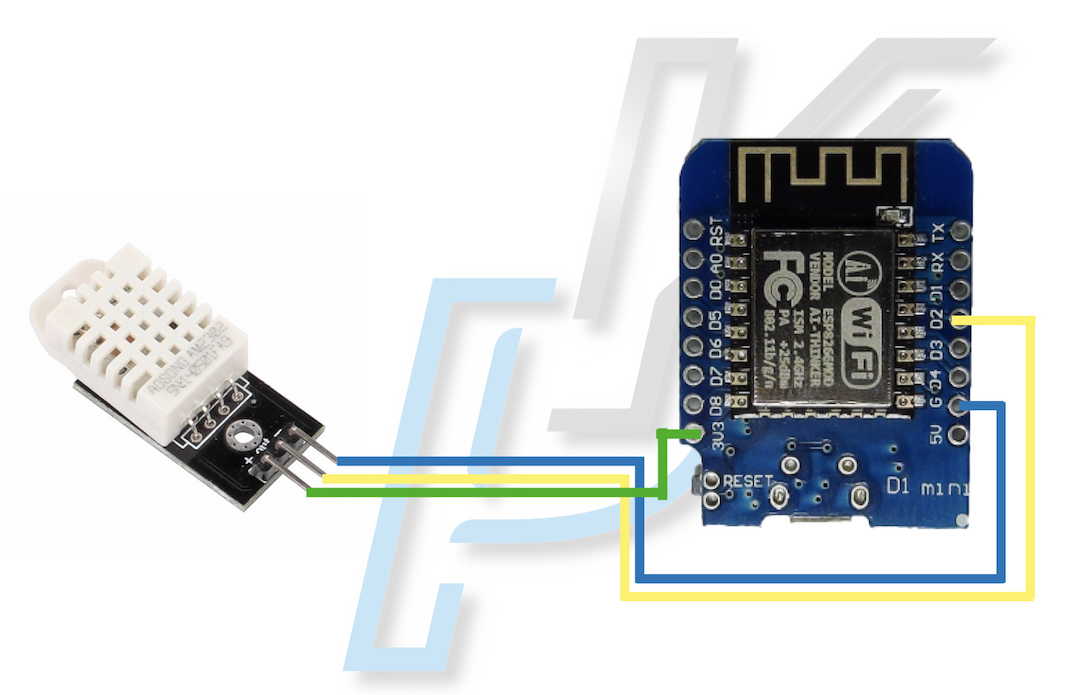 How to connect D1 Mini with DHT22 temperature and humidity sensor