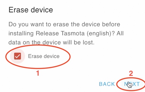 Erase the device before Tasmota Install