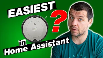 Easiest Robot Vacuum Cleaner in Home Assistant labels and question mark. As well as Kiril Peyanski face.