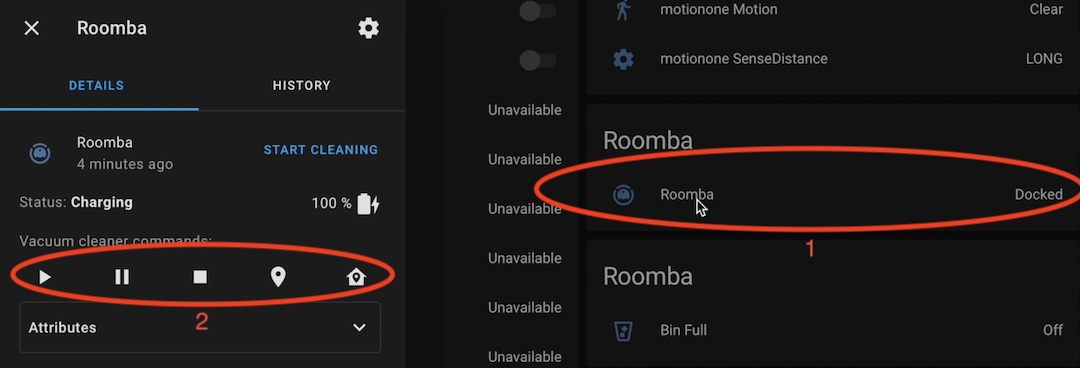 Roomba card in Home Assistant thanks to Home Assistant iRobot integration