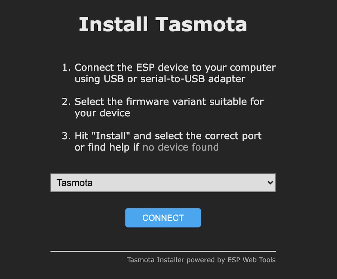 Tasmota Web Installer tool is practically looking like this