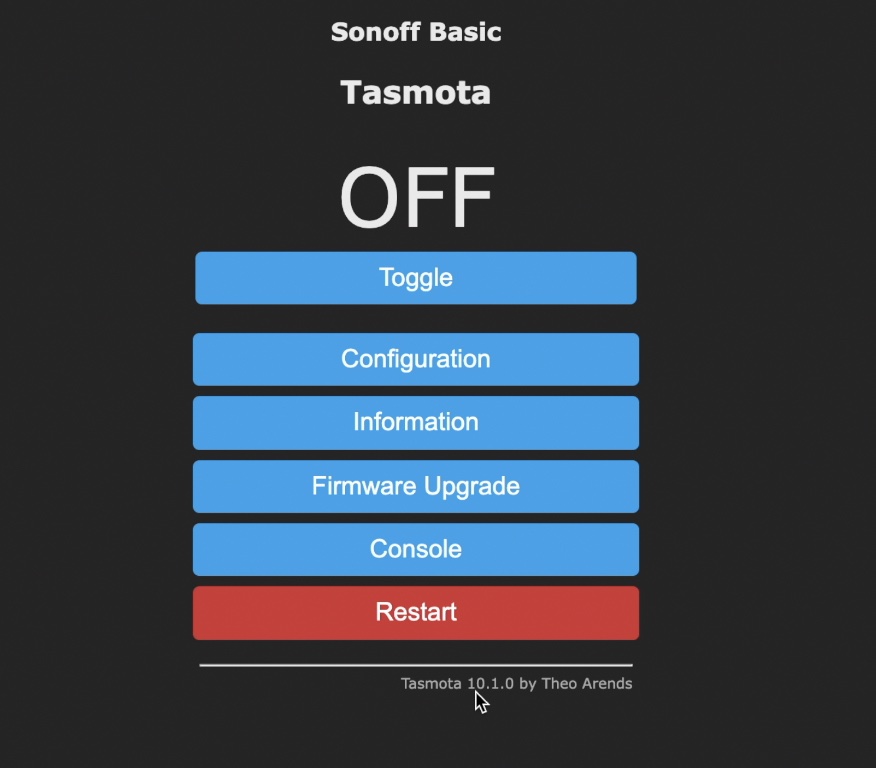 Tasmota web interface