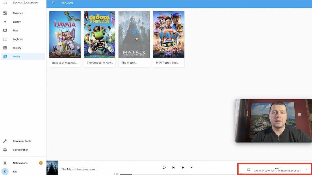 Kodi Library inside Home Assistant Media