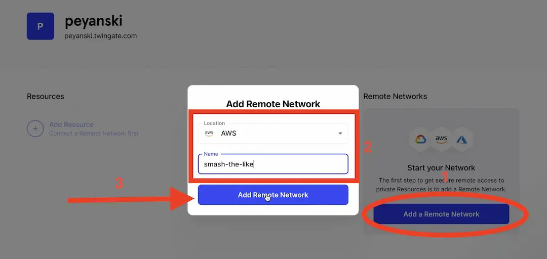 Add remote network in Twingate