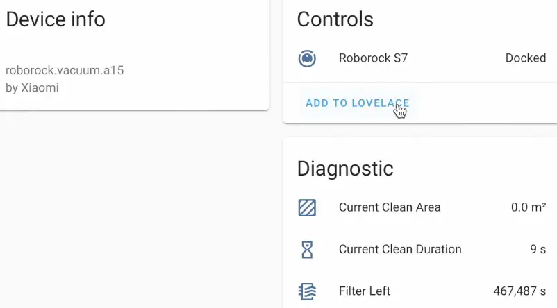 Added Roborock S7 in Home Assistant using the standard method