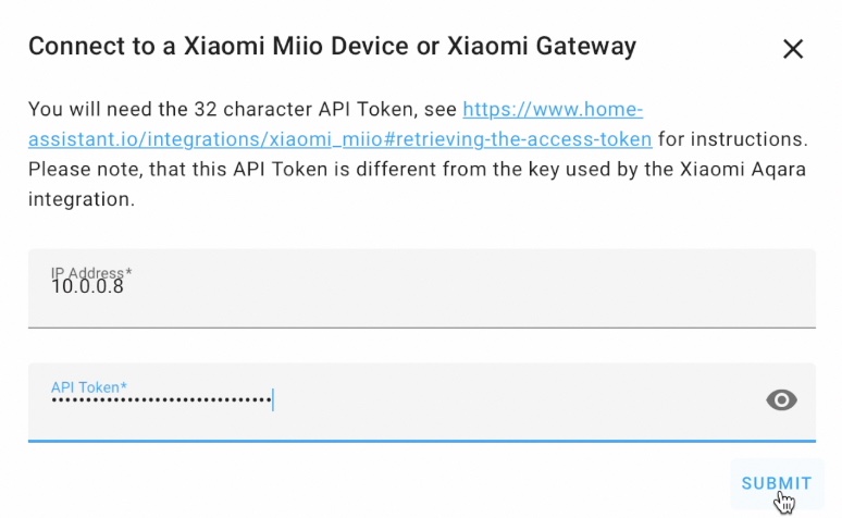 Enter the Roborock S7 Cloud Token in Home Assistant