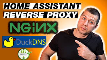 Kiril Peyanski pointing at Home Assistant Reverse Proxy NGINX DuckDNS titles